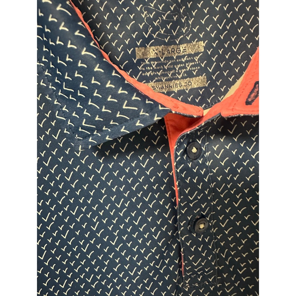Swannies Mens Golf Polo Shirt XL Navy Blue Coral Winter Creek Logo Short Sleeve